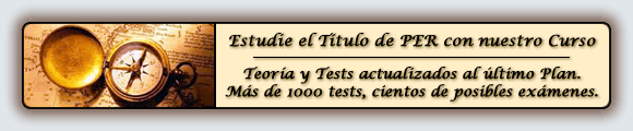 Estudie el Título de PER con nuestro Curso. Teoría y Tests actualizados al último Plan. Más de 1000 tests, cientos de posibles exámenes.